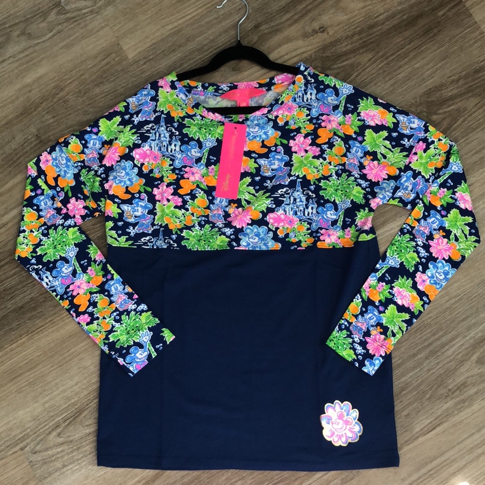 NWT XXS Lilly Pulitzer X Disney Finn Top Aegean Navy Lilly Loves Disney